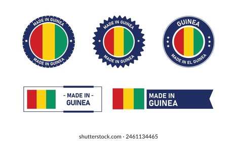 Guinea flag, Made in Guinea. Tag, Seal, Stamp, Flag, Icon vector