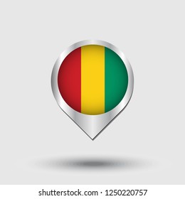 Guinea flag map pointer with shadow. Vector illustration