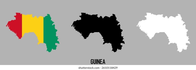 Guinea flag and map shape black and gray color