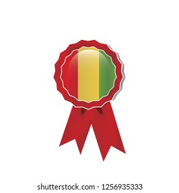 Guinea flag medal vector design.  Realistic 3D red color