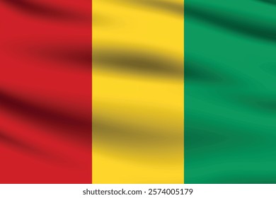 Guinea flag official colors and proportion digital vector illustration. Pleated flag.