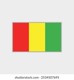 Bandera de Guinea. Bandera de Guinea. La proporción oficial. Icono de la bandera. Color estándar. Tamaño estándar. Una bandera rectangular. Ilustración de computadora. Ilustración digital. Ilustración vectorial.