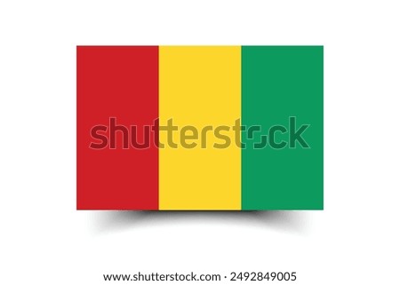 Guinea flag. Flag of Guinea. The official ratio. Flag icon. Standard color. Standard size. A rectangular flag. Computer illustration. Digital illustration. Vector illustration.