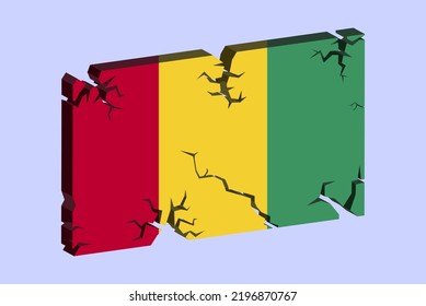 Guinea flag on 3D cracked wall vector, fracture pattern, Guinea earthquake, country flag with cracked texture, Switzerland national issues concept, logo idea