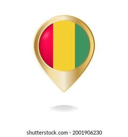 Guinea flag on golden pointer map, Vector illustration eps.10