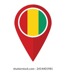 Guinea-Fahne auf Karte Symbol Punkt Symbol einzeln. Flagge Guineas