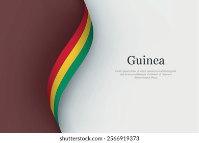 Guinea flag on Waving ribbon. Template for independence day