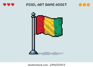 Guinea Flagge Pixel Kunst Retro-Videospiel 2d Asset Illustration isoliert vektoriellen Land Afrika Nation