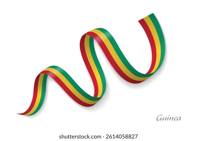 Guinea flag ribbon waving national colors, symbolizing pride, unity and national identity