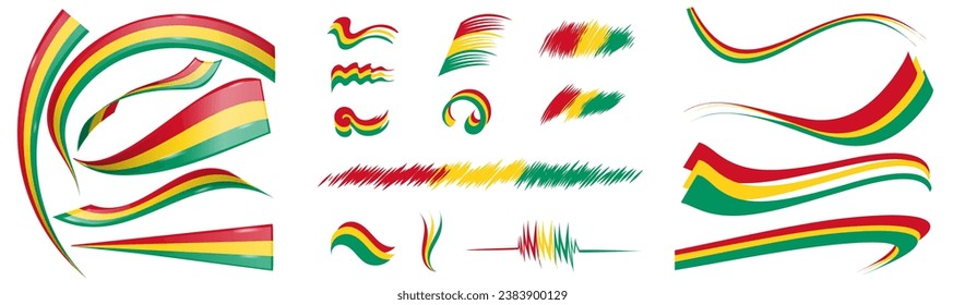 Guinea flag set elements, vector illustration on a white background