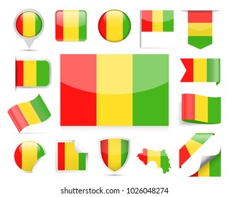 Guinea Flag Set - Vector Illustration