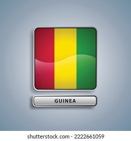 Guinea flag square button vector illustration