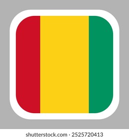 Guinea flag square flat vector with rounded corners and white border, vector illustration