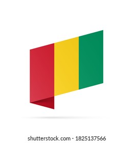Guinea flag state symbol isolated on background national banner. Greeting card National Independence Day of the Republic of Guinea. Illustration banner with realistic state flag.