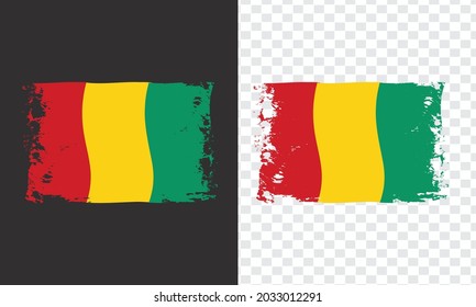 Guinea Flag Transparent Watercolor Painted Brush