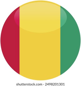 Guinea flag vector icon. Glossy round icon with flag of the Guinea on white background