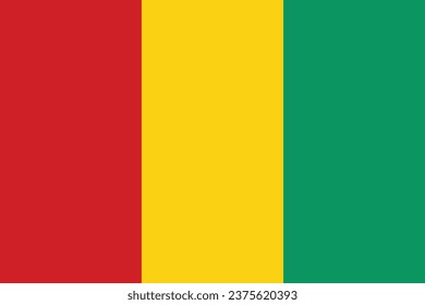 Ilustración vectorial del pabellón de Guinea con colores oficiales y proporción exacta