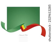 Guinea flag vector. World flags and ribbons. Guinean flag ribbon on abstract color background