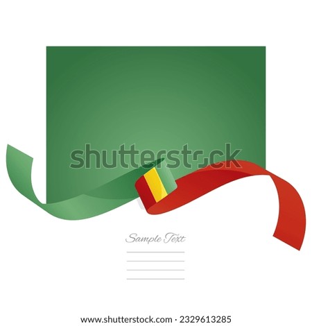 Guinea flag vector. World flags and ribbons. Guinean flag ribbon on abstract color background