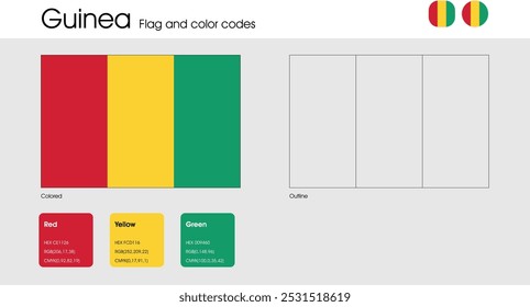 Guinea Flag version of colored, outline and icons