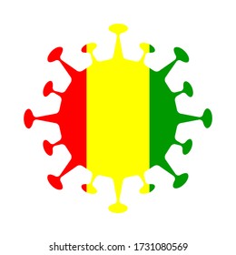 Guinea flag in virus shape, vector illustration.