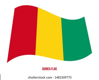 Guinea Flag Waving Vector Illustration on White Background. Guinea National Flag.