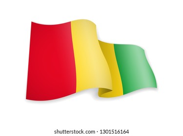 Guinea flag in the wind. Flag on white background vector illustration