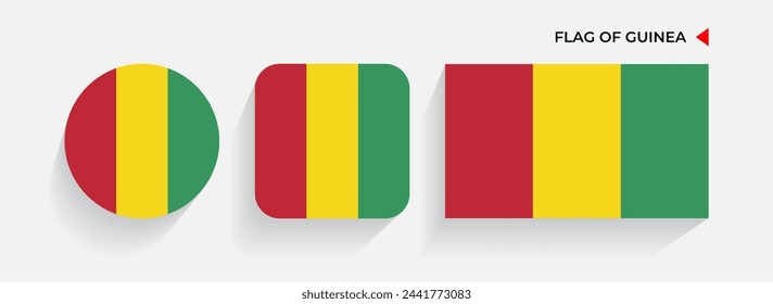 Guinea Flags arranged in round, square and rectangular shapes