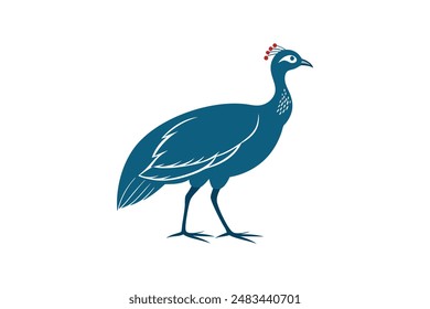 Guinea fowl bird vector art image illustration 