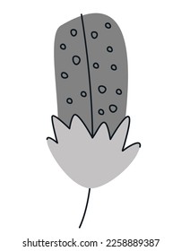 Guinea fowl feather in doodle style. Beautiful design element.