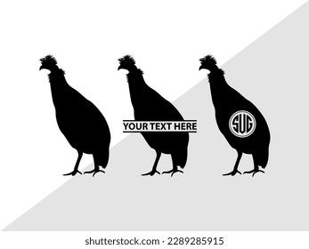 Guinea Fowl Monogram Vector Illustration Silhouette