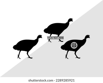 Guinea Fowl Monogram Vector Illustration Silhouette