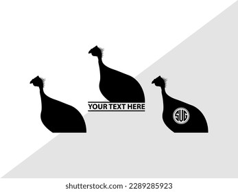 Guinea Fowl Monogram Vector Illustration Silhouette