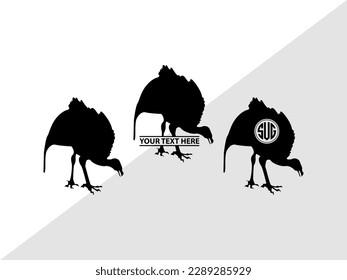 Guinea Fowl Monogram Vector Illustration Silhouette