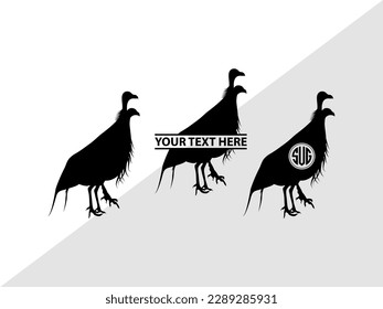 Guinea Fowl Monogram Vector Illustration Silhouette