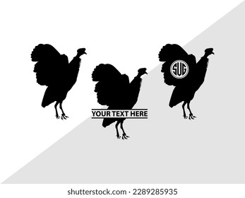 Guinea Fowl Monogram Vector Illustration Silhouette