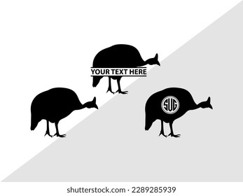 Guinea Fowl Monogram Vector Illustration Silhouette