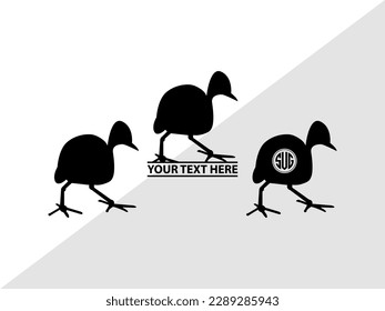 Guinea Fowl Monogram Vector Illustration Silhouette