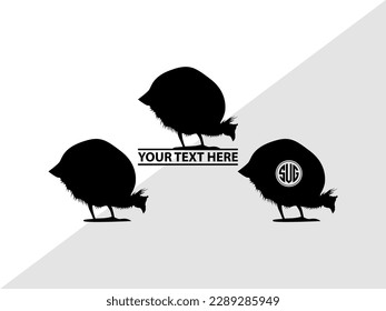 Guinea Fowl Monogram Vector Illustration Silhouette