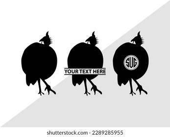 Guinea Fowl Monogram Vector Illustration Silhouette