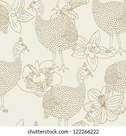 guinea fowl seamless pattern