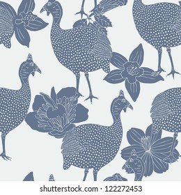 guinea fowl seamless pattern