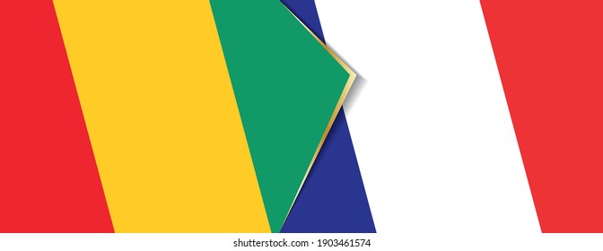 Guinea and France flags, two vector flags symbol of relationship or confrontation.