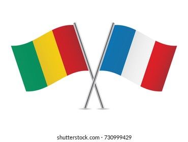 Guinea and France flags.Vector illustration.