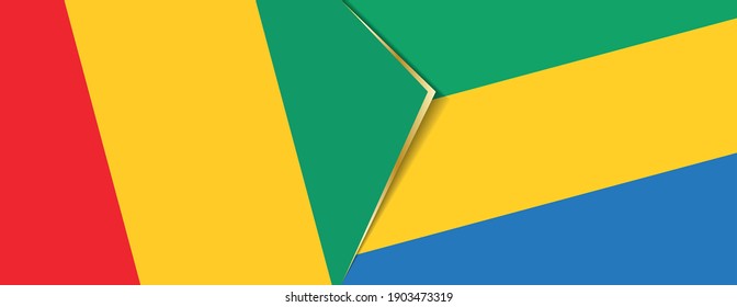 Guinea and Gabon flags, two vector flags symbol of relationship or confrontation.