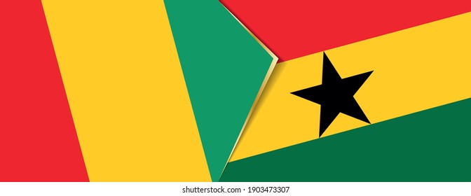 Guinea and Ghana flags, two vector flags symbol of relationship or confrontation.