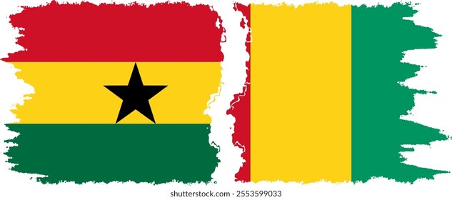 Guinea and Ghana grunge flags connection, vector