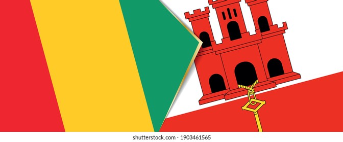 Guinea and Gibraltar flags, two vector flags symbol of relationship or confrontation.