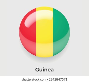 Guinea glossy national flag bubble round shape icon vector illustration glass