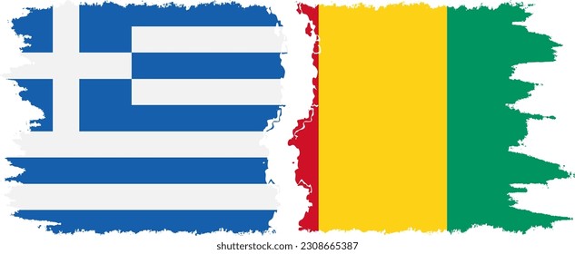 Conexión de banderas grises de Guinea y Grecia, vector